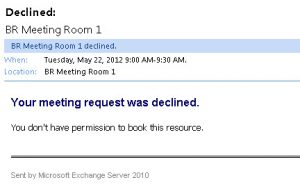 Restricting Room Mailbox Bookings to a Group in Exchange 2010