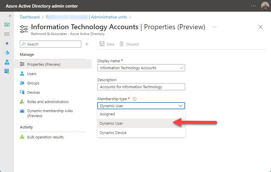 Switching an Azure AD administrative unit into dynamic mode