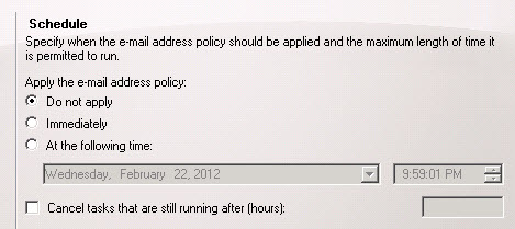 Choosing when to apply the email address policy