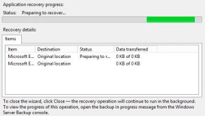 Restoring Exchange Server 2013 Databases Using Windows Server Backup