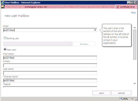 exchange-2013-test-user