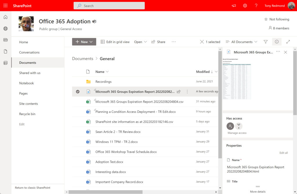 Files created by an Azure Automation runbook in a SharePoint Online document library