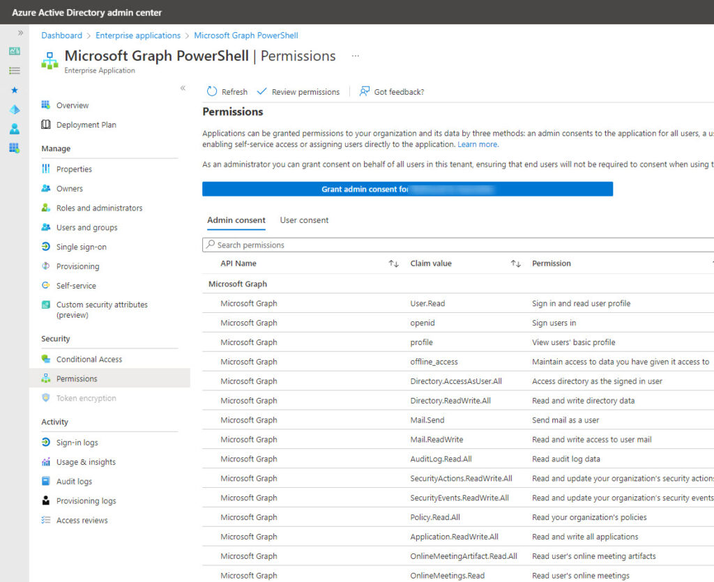 The Microsoft Graph PowerShell service principal can accumulate permissions


Microsoft Graph permissions