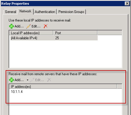 Receive Connector remote IP addresses