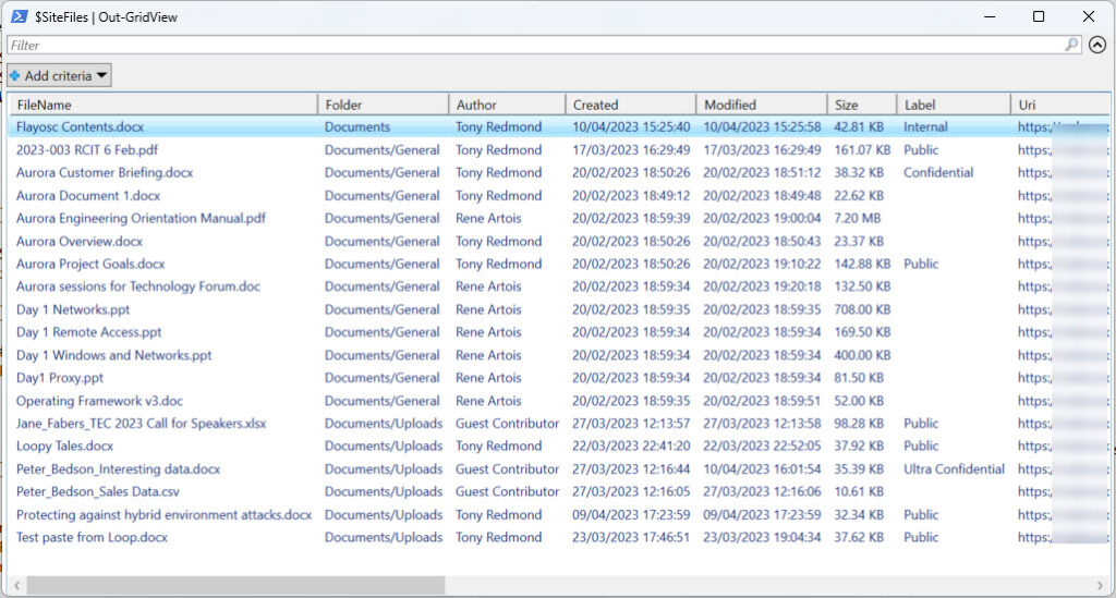 Reporting Sensitivity Label information for files in a SharePoint Online document library