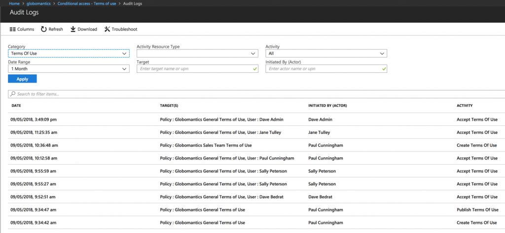 Configuring Terms of Use for User Logins to Office 365 and Azure Active Directory