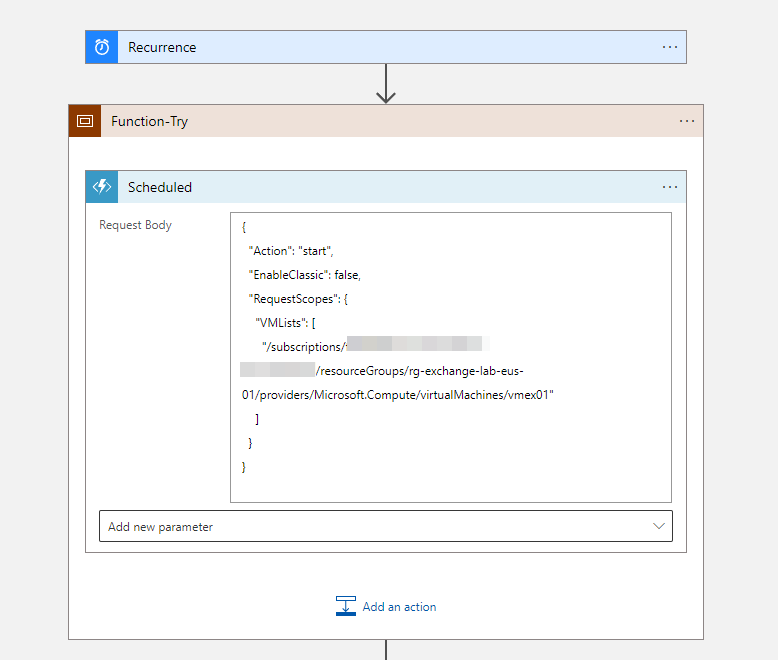 Logic App Designer Request Body. automate exchange hybrid server 