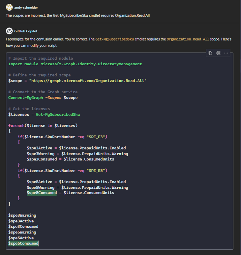 Using GitHub Copilot to Upgrade PowerShell Scripts to the Microsoft Graph PowerShell SDK
