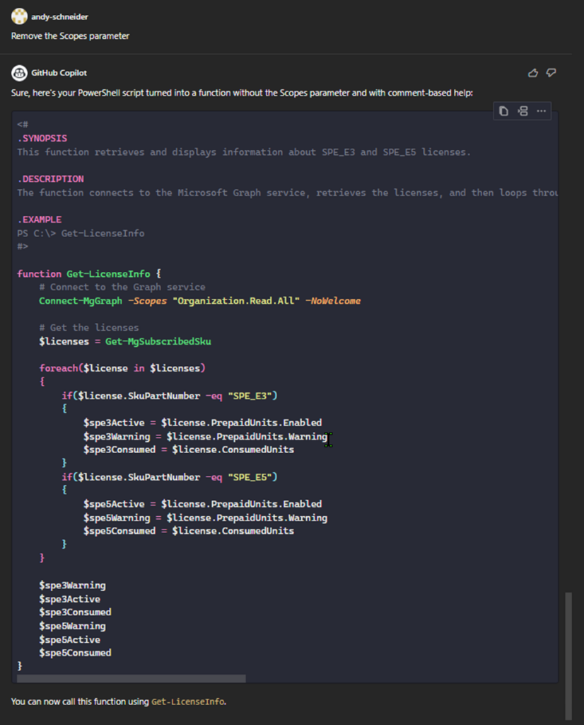 Using GitHub Copilot to Upgrade PowerShell Scripts to the Microsoft Graph PowerShell SDK