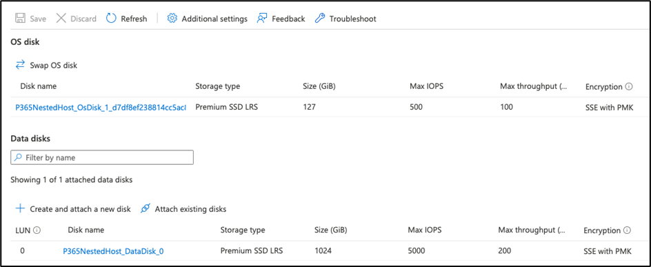 Disks required for the virtual Exchange 2019 server.