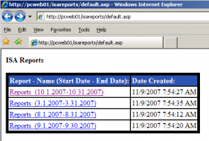 Creating an ISA Reports Web Server