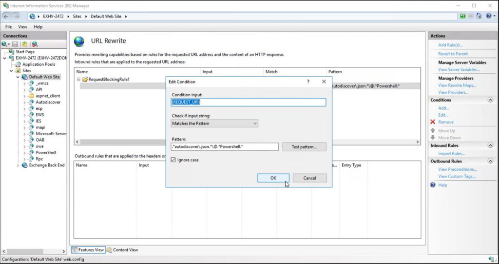 The URL rewrite mitigation (source: Microsoft)

Exchange Day-Zero Vulnerabilities