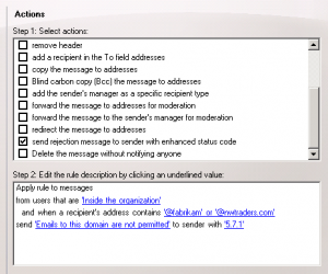 Block Users Sending to Specific Domains with Exchange Server 2010